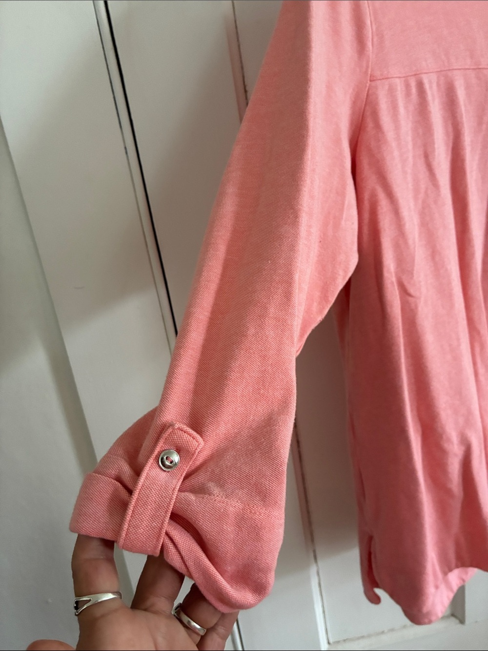 croft & barrow Coral Pink Roll-Sleeve Tunic Top - Picture 3 of 5